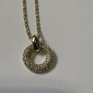 Kendra Scott Pave Necklace Nikki Mikki Circle Pendant Gold Adjustable 18 Inch